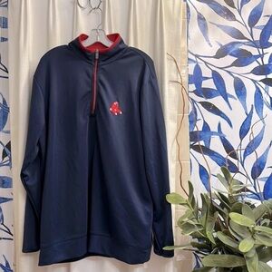 Men’s Boston Red Sox Antigua Navy Polyester & Spandex Leader Quarter-Zip Jacket